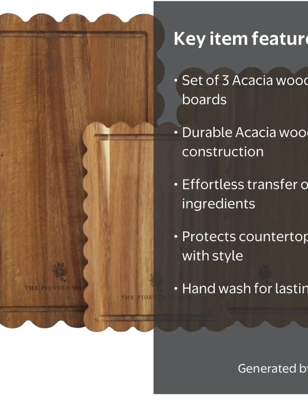The Pioneer Woman 3-Piece Acacia Wood Scalloped Cutting Boards
